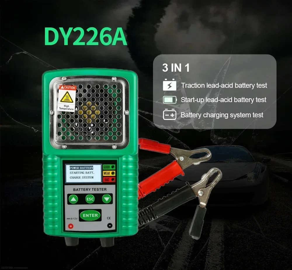 DUOYI DY226A 6V 12V Car Battery Tester 3 In 1 Traction DC Auto Power Load Starting Charge CCA Test Tool Battery Measurement Tool