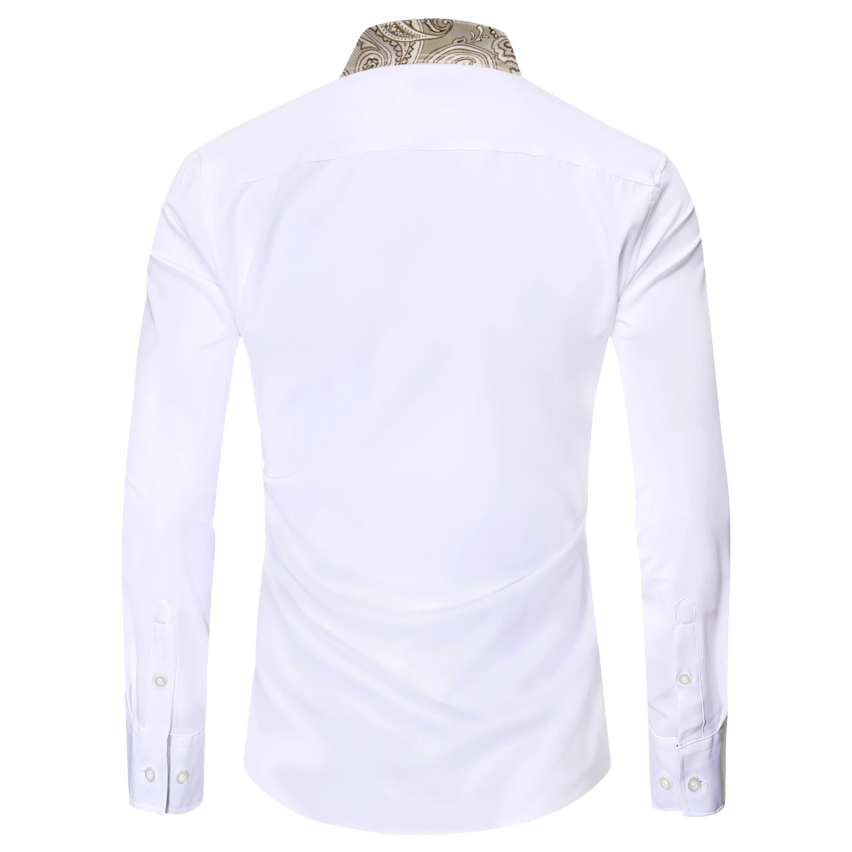 Camisas de lujo de seda para hombres, blusas masculinas de manga larga, blanco, marrón, parche de Cachemira sólido, ajuste Delgado, cuello vuelto