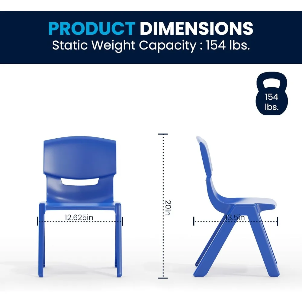 طاولة أنشطة بلاستيكية زرقاء طويلة بعرض 23.625 من إيما وأوليفر مع 6 كراسي
