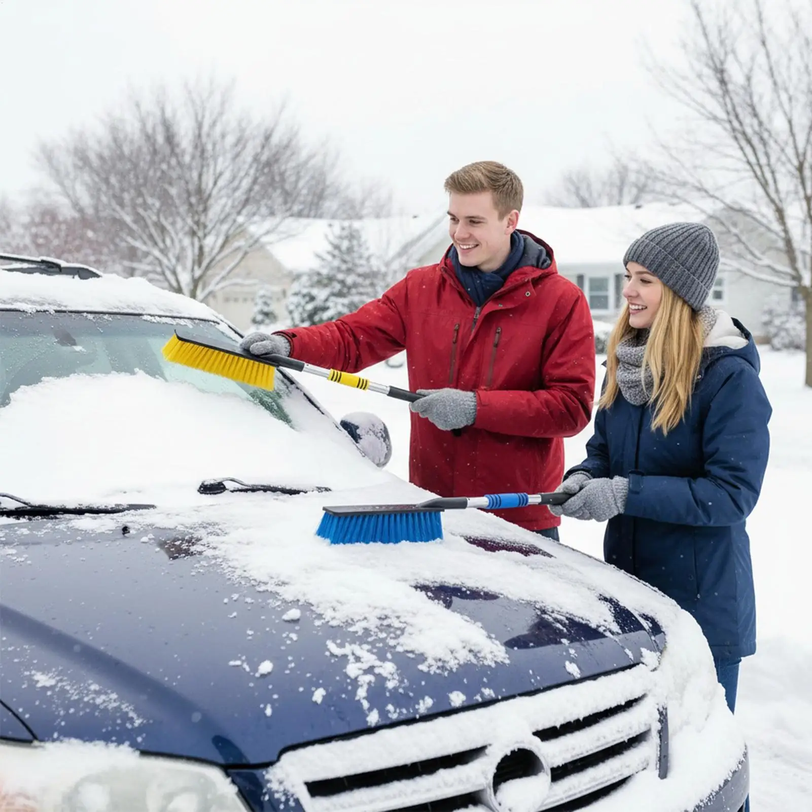 Car Snow Brush Extendable Winter Automotive Window Cleaning Tool Auto Snow Remover Brush For Drivers Adventure Seekers Travelers