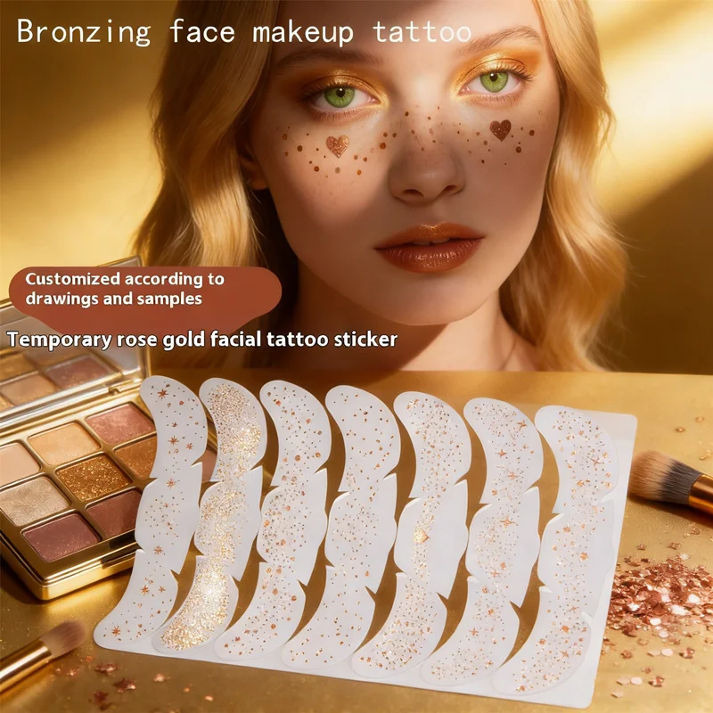 2026 NEW Heat Transfer Freckle Stickers Glam Rose Gold, Temporary Face Makeup Patches, Realistic Freckle Tattoo for Natural Look