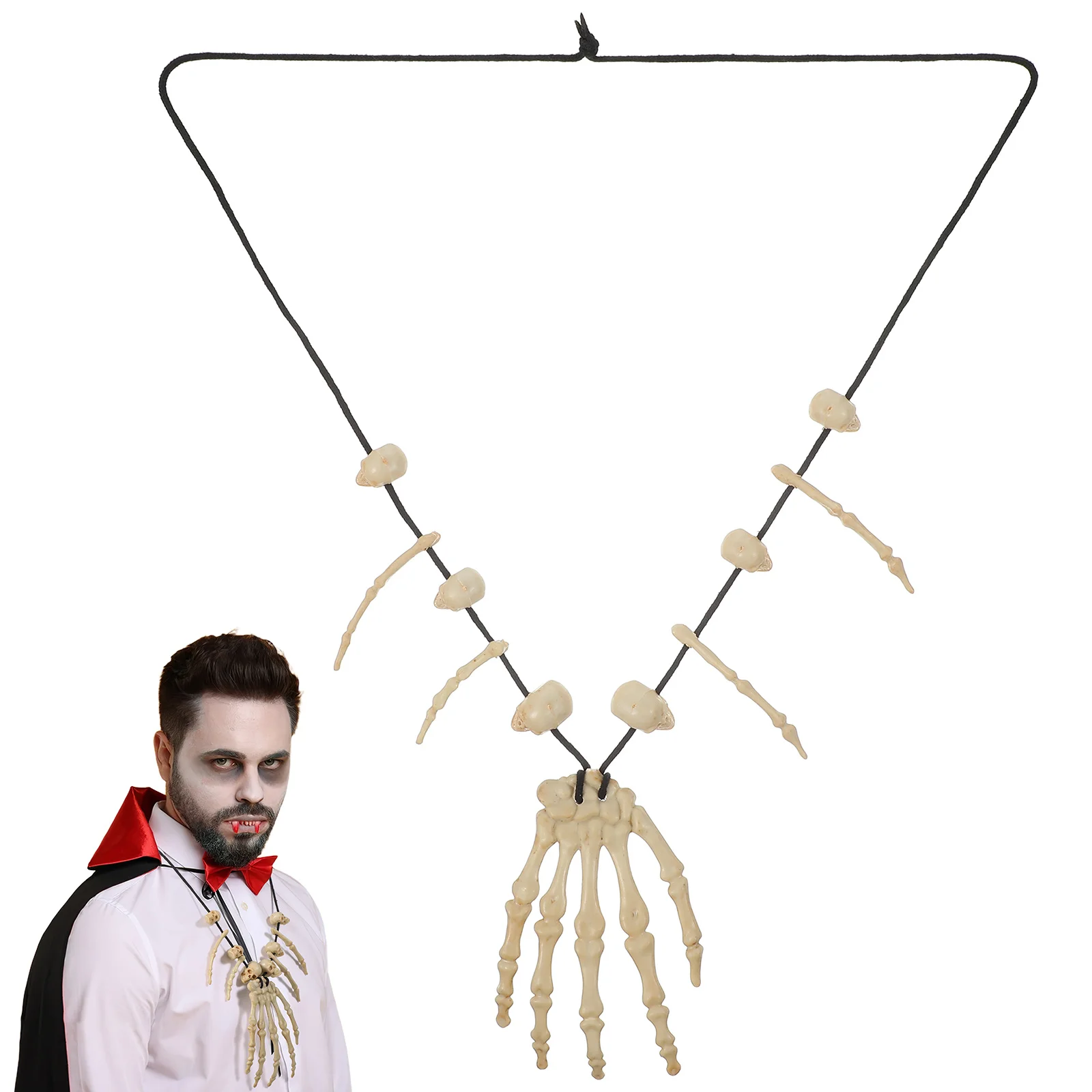 

5pcs 5 PCS Head Hand Bone Charm Skull Necklace for Women Beige Adult Costume