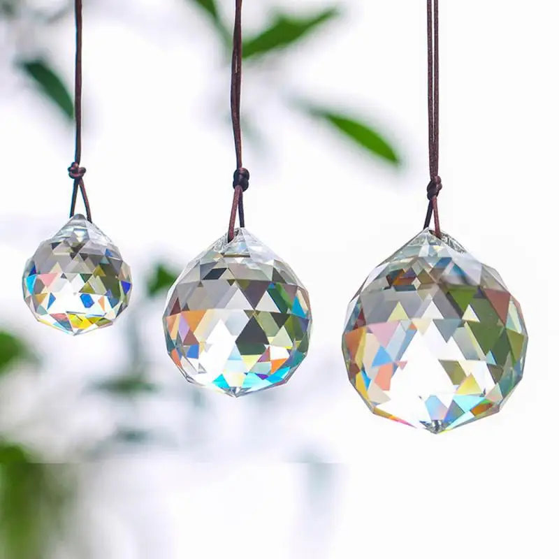 Wisząca kula Sun Catcher jasny kryształ Feng Shui lampa pryzmat w kształcie kulki tęczowy ślub wystrój domu wesele Ornament dekoracyjny