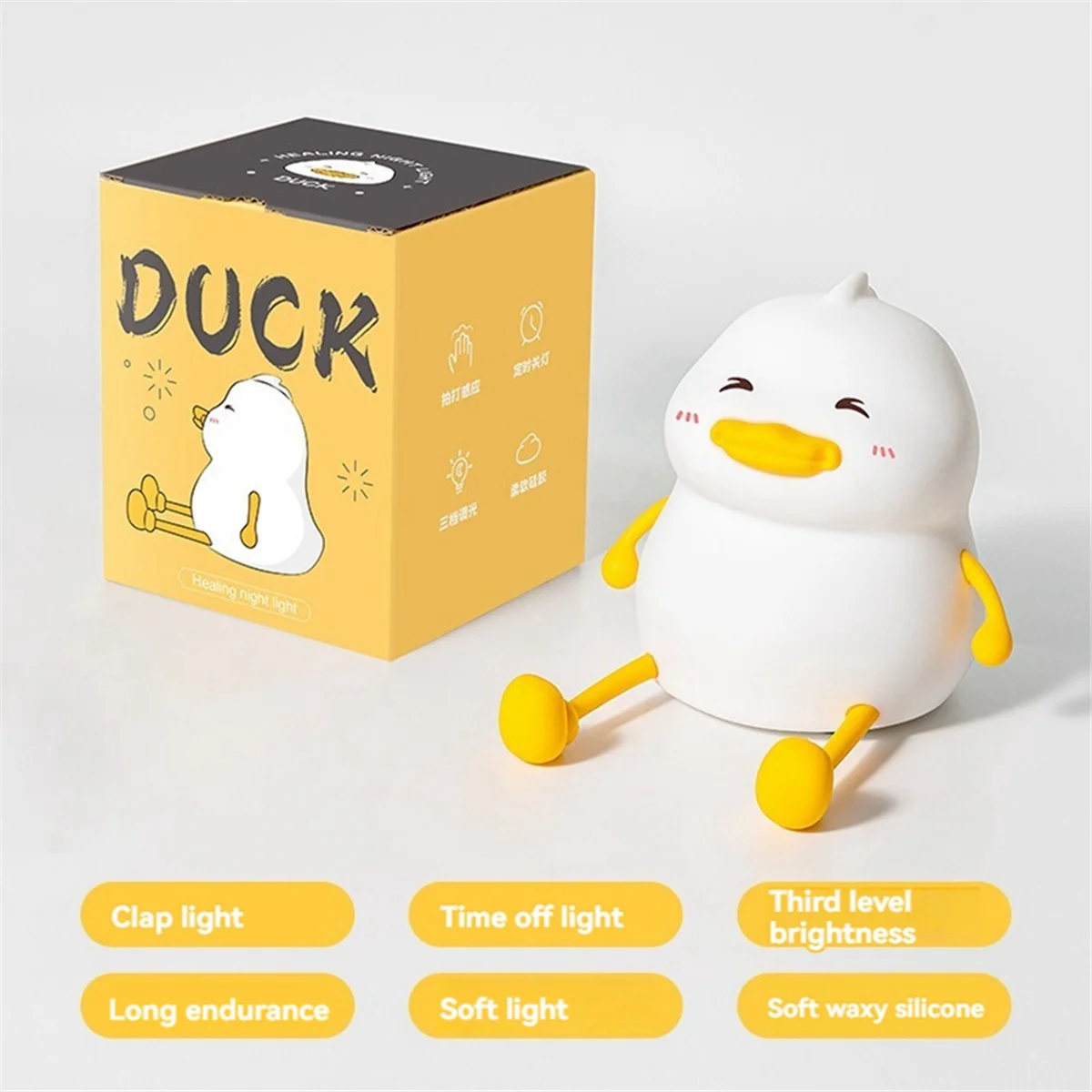 Veilleuse avec support de téléphone portable, chargement USB, lampe de chevet pour chambre à coucher, gros canard endormi