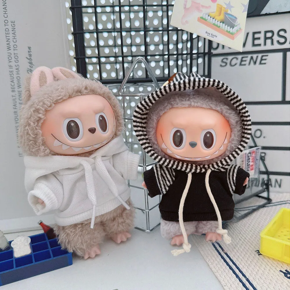 

for 15/17cm V1 V2 V3 Labubu Doll Clothes Hoodie Pants Hooded Top Ropa for Labubu Decoration Doll Accessories
