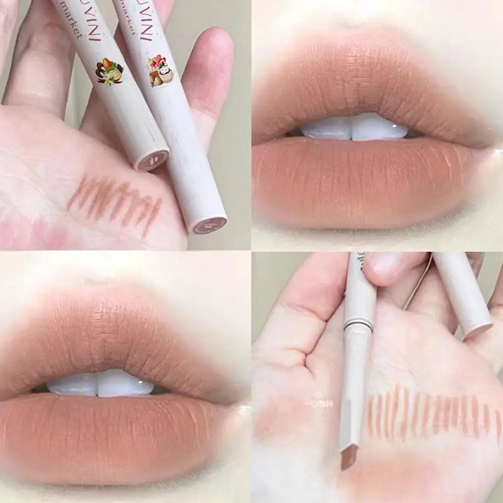 5pcs/set Matte Lip Liner Lipstick Pen Long Lasting Non-stick Cup Waterproof Smooth Soft Velvet Lipliner Pencil Makeup Cosmetics