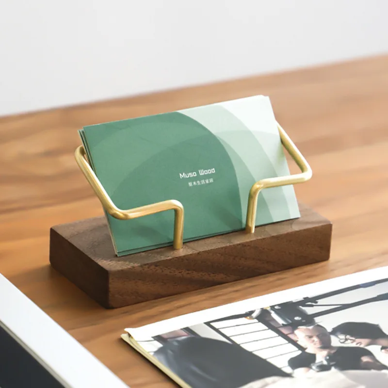 Business Card Holder Unpainted Decorative Office Wooden Card Holder Desktop Card Display Rack Ornament Daily Use