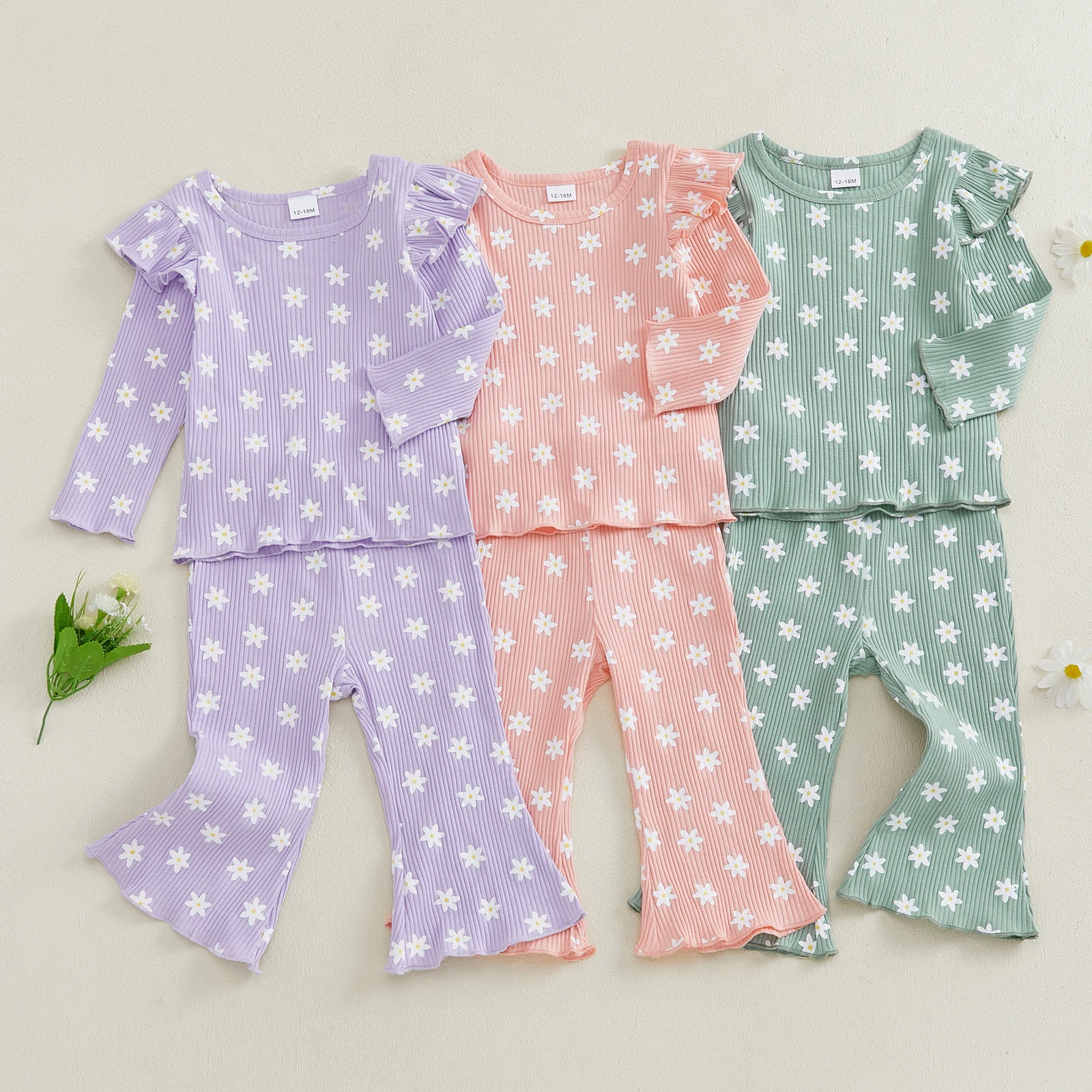 Citgeett-للفتيات تي شيرت طويل الأكمام الأزهار والسراويل مضيئة ، ملابس الخريف ، ملابس غير رسمية ، ملابس أطفال ، الخريف