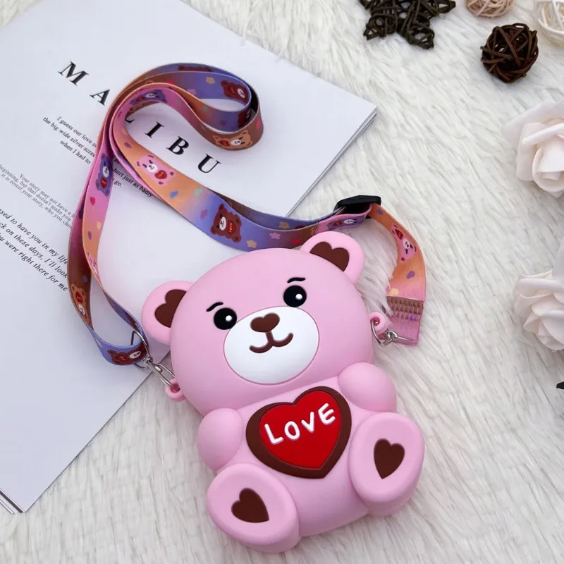 Kid Girl New Silicone Bags Cute Bear Decompression Bag Cartoon Creative Shoulder Bags Pressing Bubble Crossbody Bag Mochila Niña