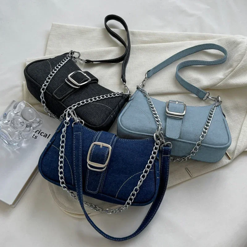 

Small Design Jeans Bag Women's New Cross-Shoulder Bag Shoulder Canvas Bag Crossbody Bags for Women CHAINS