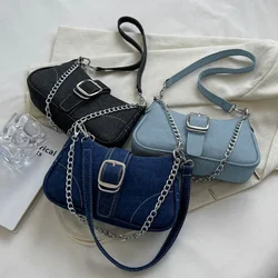 Small Design Jeans Bag Women's New Cross-Shoulder Bag Shoulder Canvas Bag Crossbody Bags for Women CHAINS