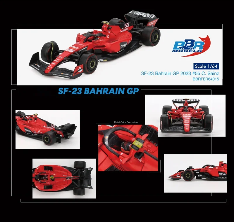

BBR 1:64 SF23 #55 C. Sainz / #16 C. Leclerc 2023 Bahrain GP Diecast Collector's Vehicle Model Car
