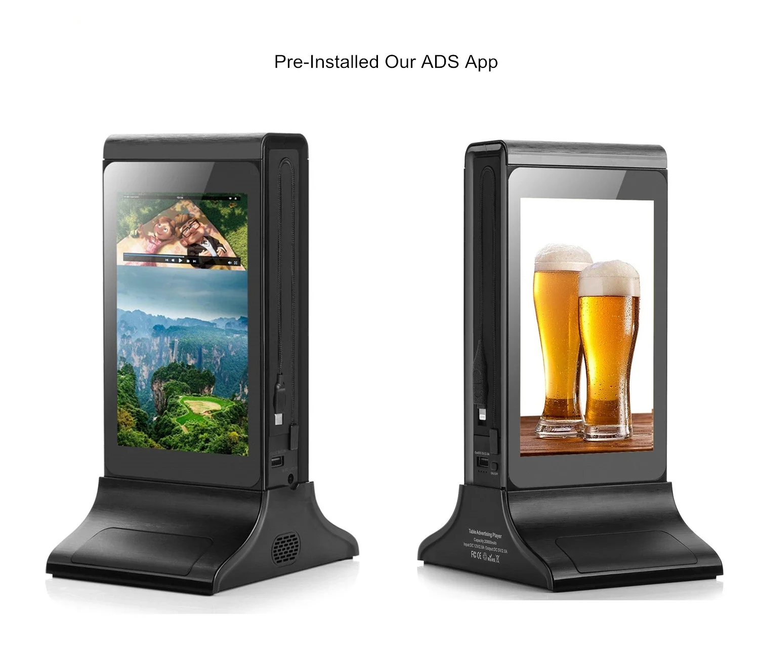 High quality CMS Dual 7 Inch lcd Touch Screen Android Restaurant table digital menu display for advertising digital signage