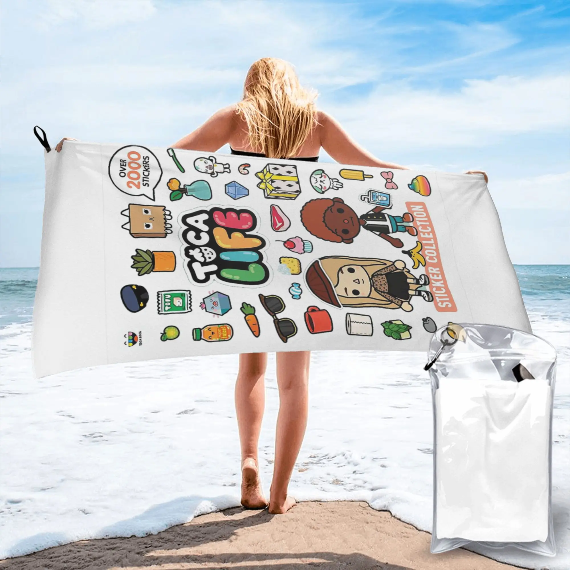Toca Life Box Toca Boca Cute Game Beach Towel Soft Microfiber Quick Dry Absorbent Quick Towels For Mountain Climbing