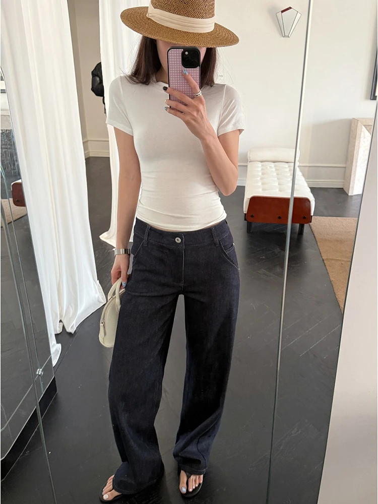 

Женские джинсы свободного кроя Tee-Color с косыми пуговицами, весна-лето, винтажные, стройнящие, повседневные, универсальные, длинные брюки, прямые джинсы