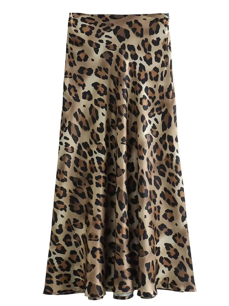 HH 2026 Women Elegant Leopard Print Skirt Fashion High Waist Midi Skirts Elegant Female Summer Casual Streetwear Skirt