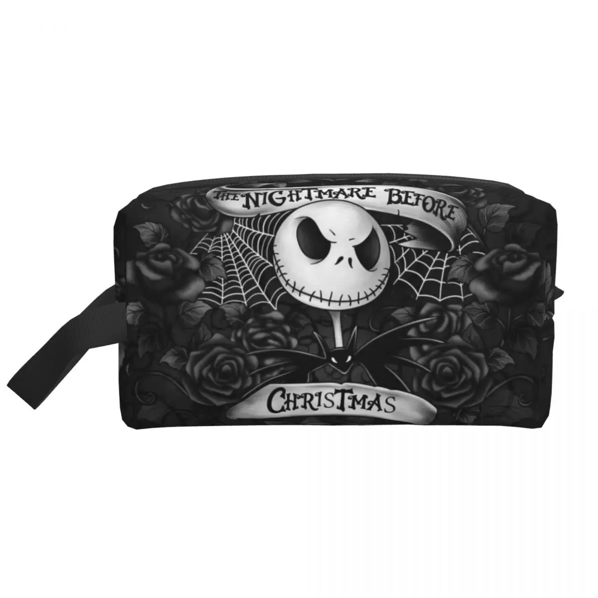 Custom The Nightmare Before Christmas Toiletry Bag Halloween Skull Jack Skeleton Makeup Cosmetic Organizer Storage Dopp Kit Box