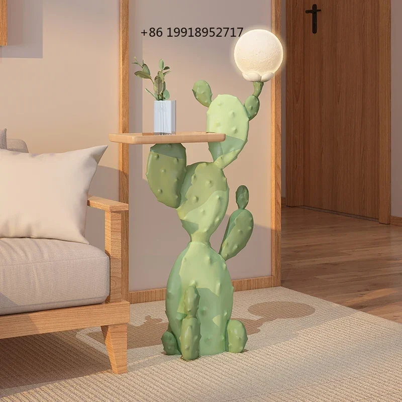 Large Modern Dopamine Cactus Floor Dual-Sided Sofa Side Table Unique Living Room Decor Safe Material Home Lighting