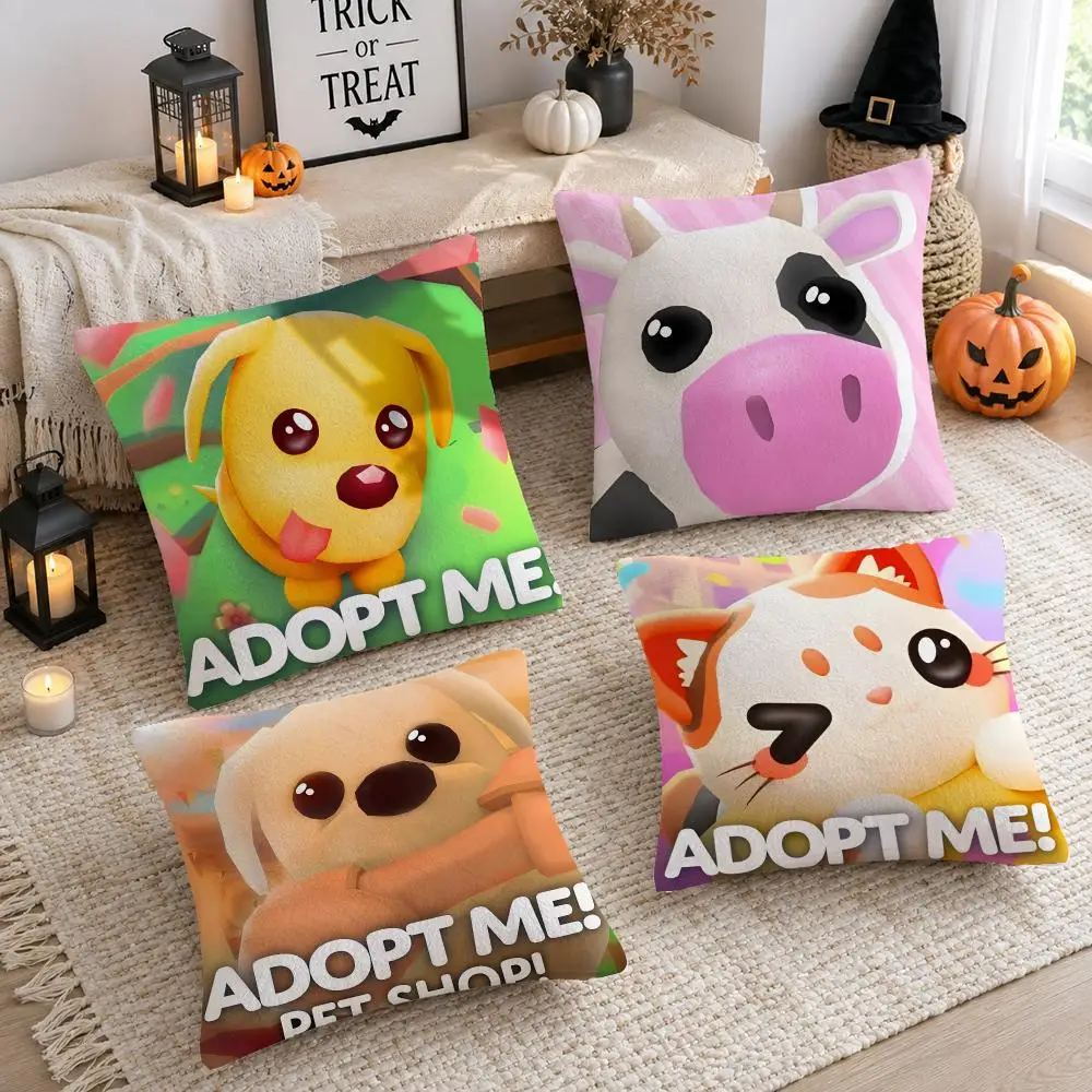 Cushion Cover Plush Decorative Pillow Case With Hidden Zipper Cutecore Room Decor For Home A-Adopts Me Video Game