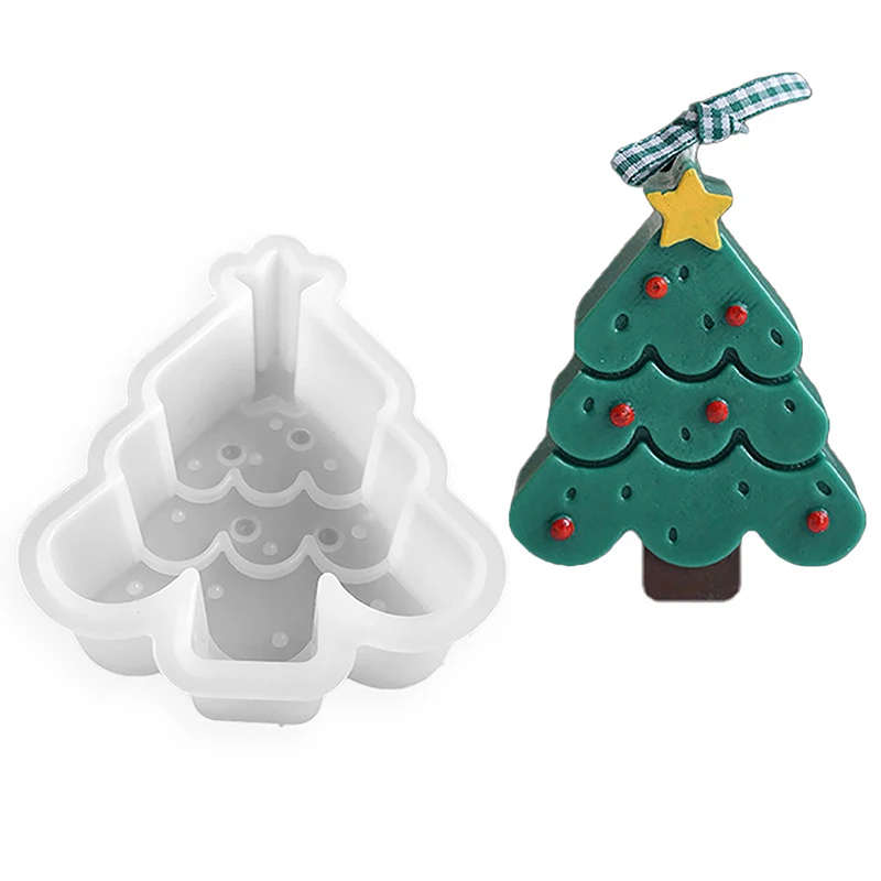 1Pc Christmas Tree Silicone Mold Christmas Candle Plaster Ornament Handmade DIY Cookie Chocolate Baking Mould