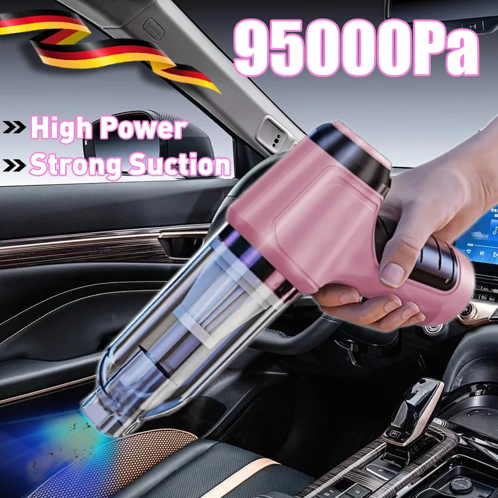 Car Vacuum Cleaner Strong Suction 95000Pa Portable Wireless Vacuum Cleaner Cleaning Machine Handheld Powerful Blower for Home