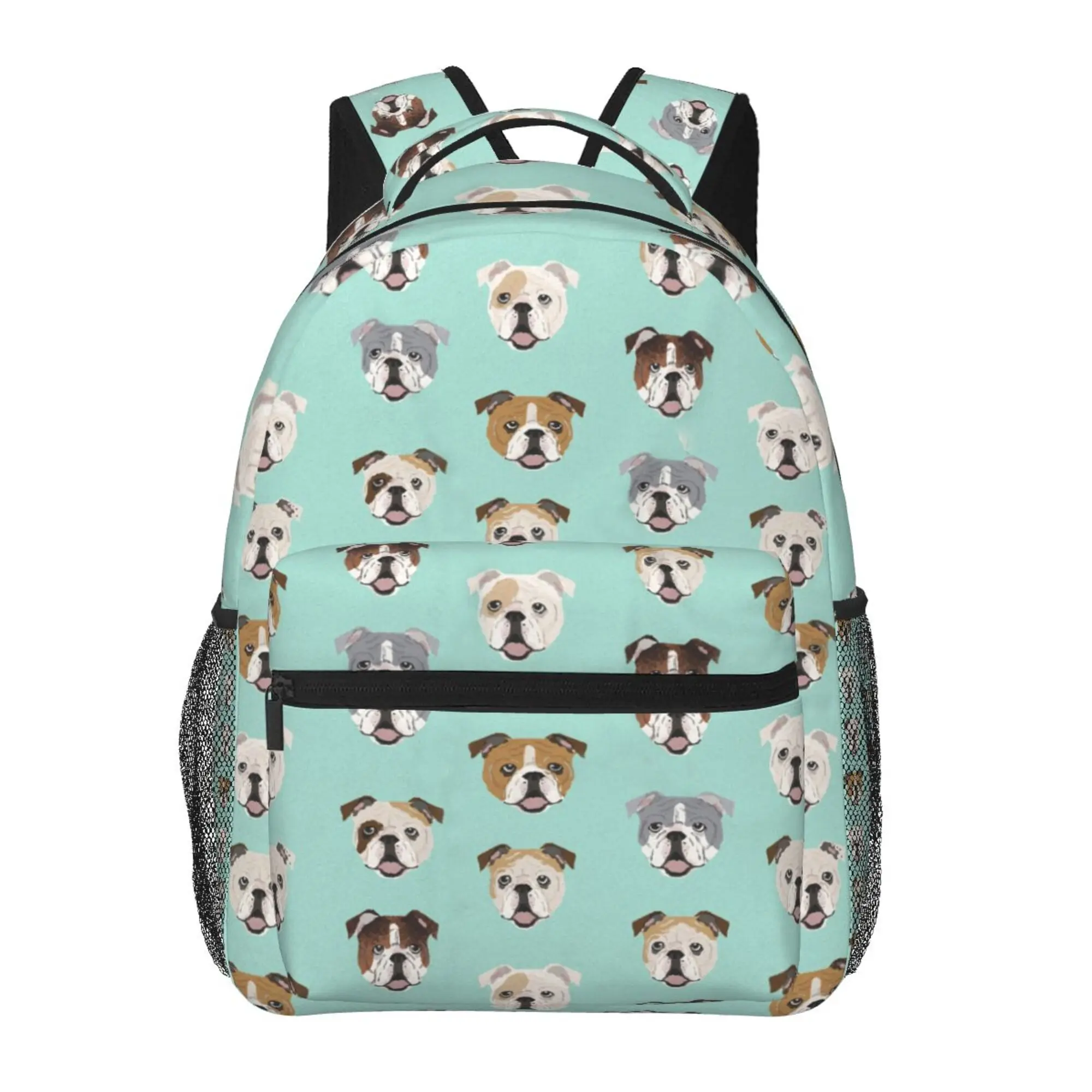 

English Bulldog Multifunction Backpack Classic Basic Water Resistant Casual Daypack for Travel with Bottle Side Pockets