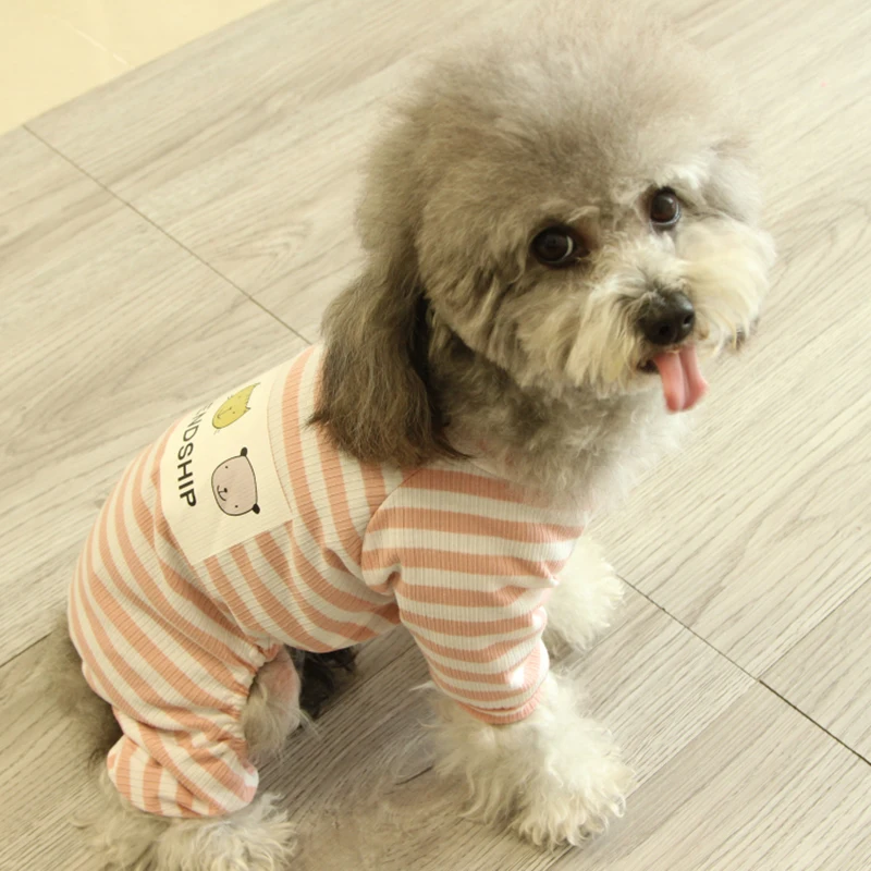 Stripe Puppy Dog Jumpsuit Pajamas Summer Cotton Pet Clothes for Small Dogs Yorkies Shih Tzu Poodle Overalls Cosutme perros ropa