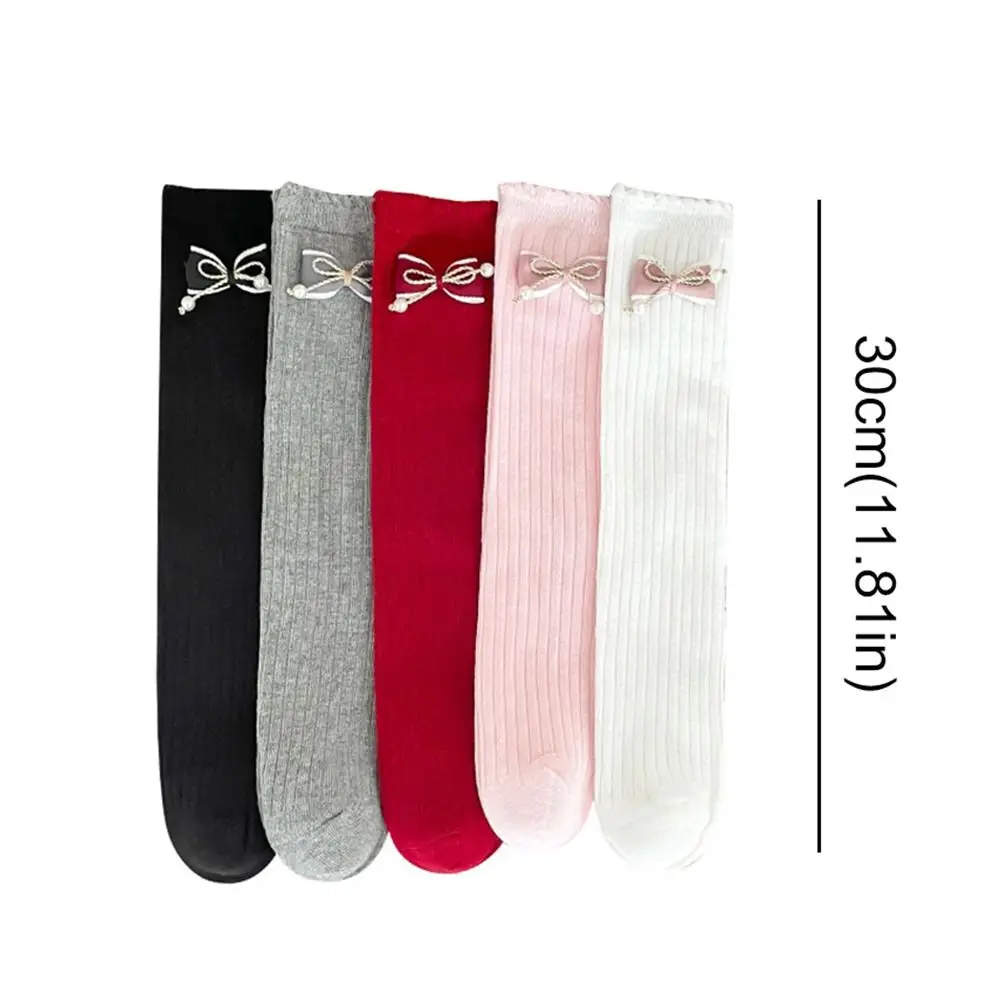 Cute Y2k Children's Bow Stockings Cotton JK New Year Knee Socks Princess Ballet Christmas Middle Tube Socks Kids images - 6