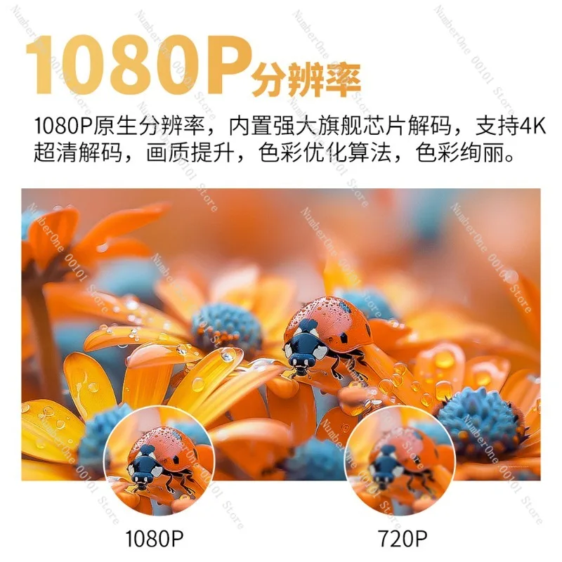 جهاز عرض S7 محمول بدقة 4K، جهاز عرض منزلي ذكي فائق الوضوح، بطارية مدمجة وجيمبال مع تقنية عرض DLP ذات التركيز التلقائي