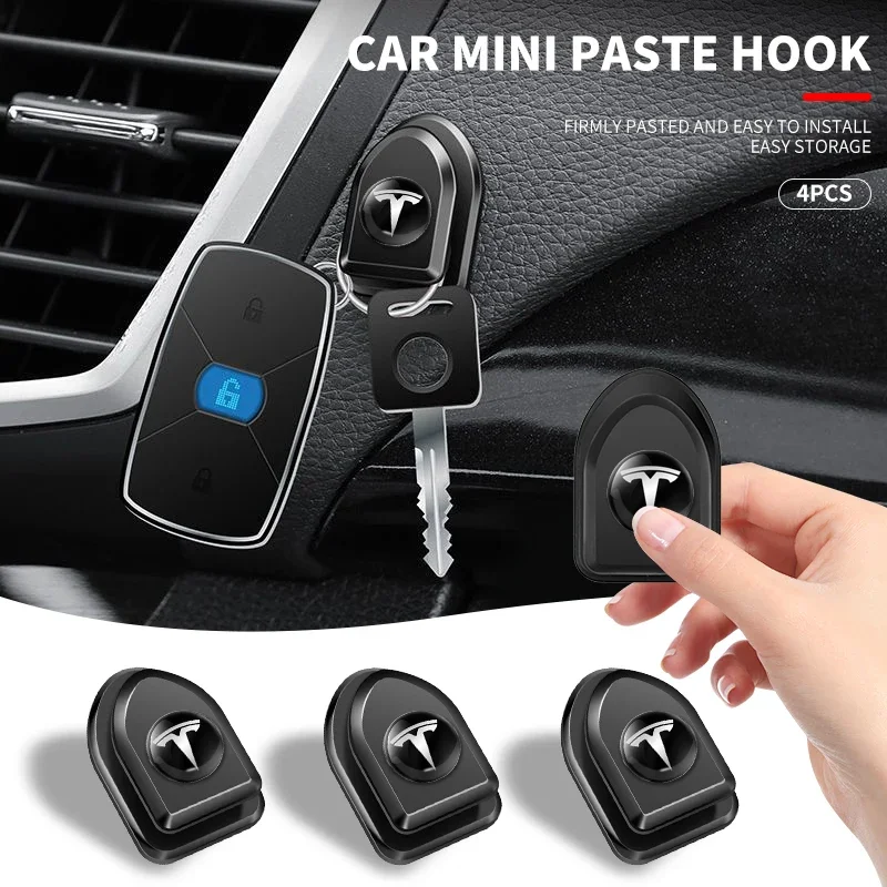 Car Hook Organizer Storage For Key Storage Self Adhesive Wall Hooks For Tesla Model 3 Model Y/X/S Tesla 2017 2018 2019 2020 2022