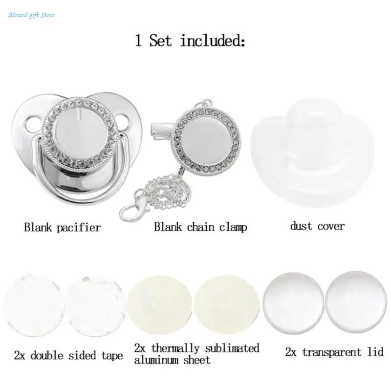 1 Set Thermal Transfer Baby Pacifier with Soothing Clip Chain DIY Infant Comfort Appease Soother Toy for Newborns