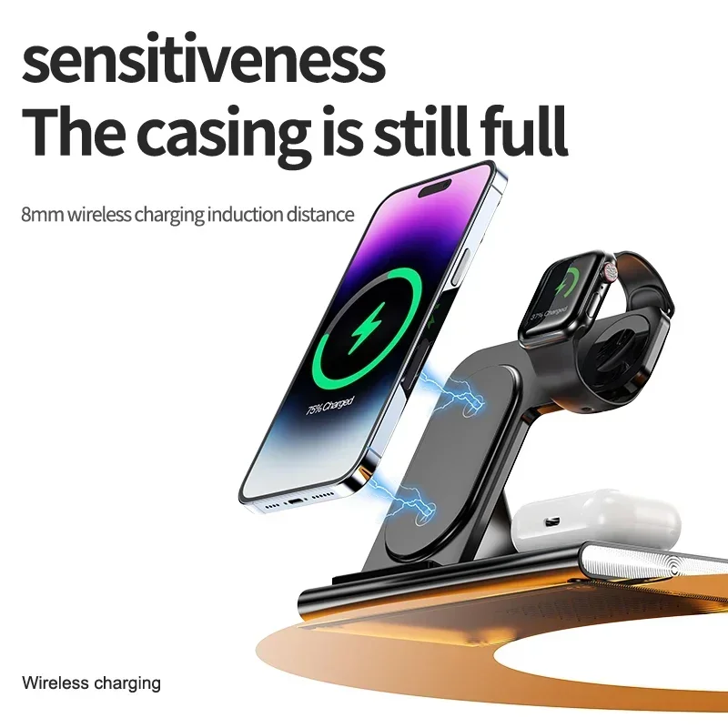3 in 1 30W Foldable Fast Charging Dock Station For iPhone 15 14 13 12 Pro Max Apple Watch 8 7 6 Airpods Watch Wireless Charger
