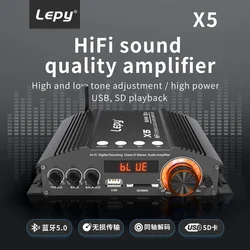 LEPY X5/X5S 2x100W Bluetooth 5.0 Digital Class-D Power Amplifier Coaxial Decoding USB\SD Card Lossless Play