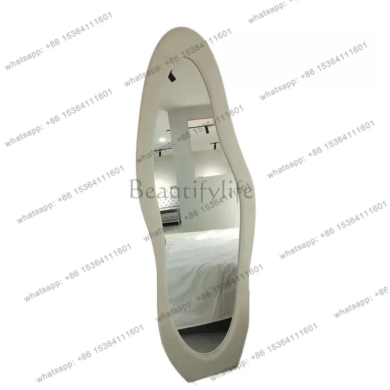 Cream wind full body floor mirror Nordic fitting wall hanging bedroom living room special shape high sense fashion