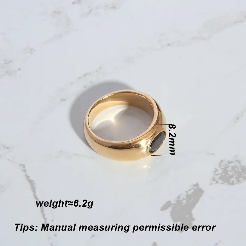 LESIEM Hot sale! Gold color size 6 7 8 female wedding ring Personalized Black Zircon Ring opal floating charms