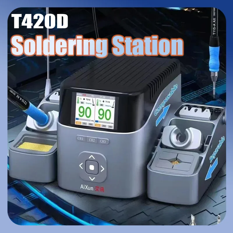 AIXUN T420D Intelligent Soldeerstation met C245/210/115 Handvat Lassen Tips Station voor SMD Reparatie lasapparatuur