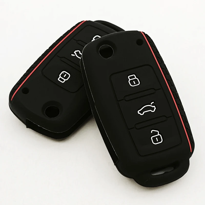 1PC Silikon Auto Schlüssel Fob Fall Abdeckung Für Volkswagen VW Sagitar Polo Golf Bora Tiguan TOUAREG Phaeton SITZ Skoda schlüssel Fob Abdeckung