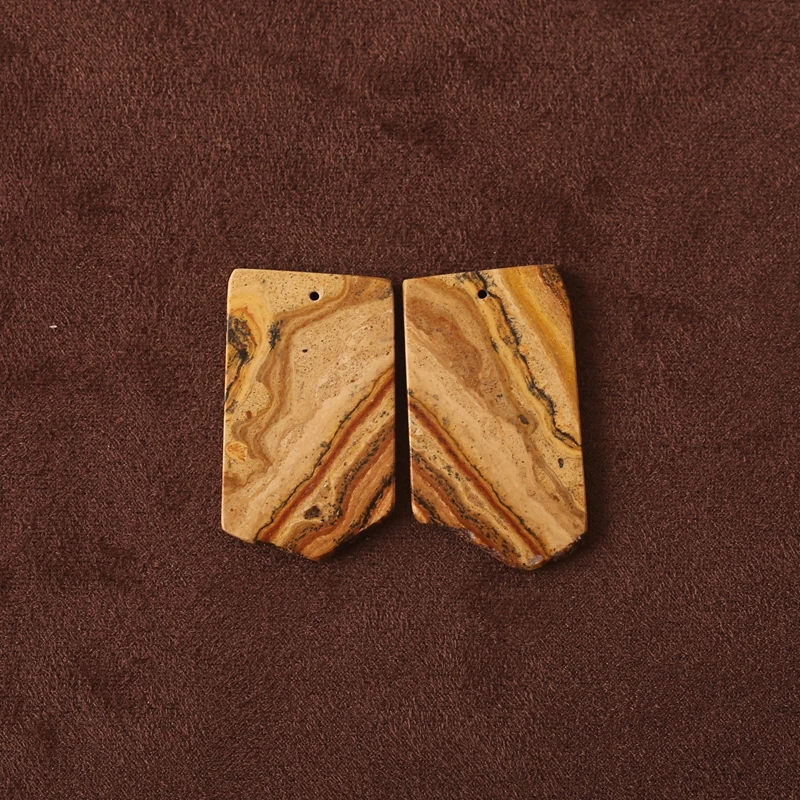 

B&F Natural Yellow Spotted Stone Earrings DIY Jewelry Making Nugget Shape Beads 34x20x2mm 7.8g Perfect Party Gift