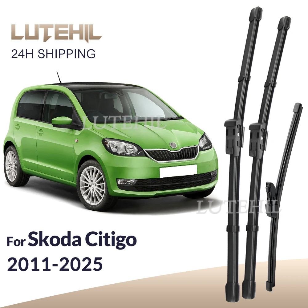 For Skoda Citigo 2011-2025 2012 2013 2014 2015 Wiper Front & Rear Wiper Blades Windshield Windscreen Window Brushes 24