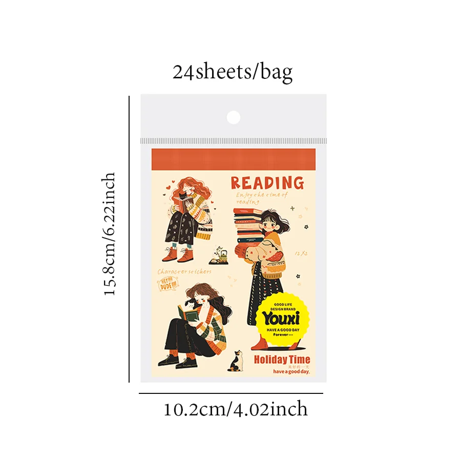 Mr Paper 24 unids/bolsa serie de tiempo de vacaciones Material doble personaje paisaje pegatina libro manual Material DIY libro de imágenes para álbum de recortes