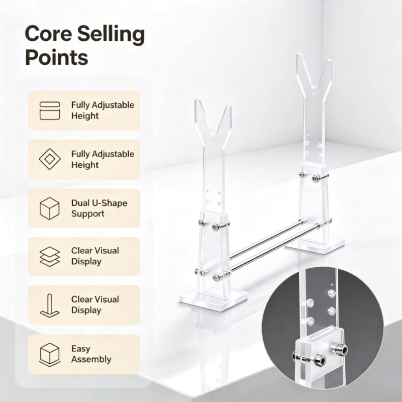 Desktop Transparent Acrylic Collectible Display Stand Detachable Support Rack for Hobby Ornament Scale Models