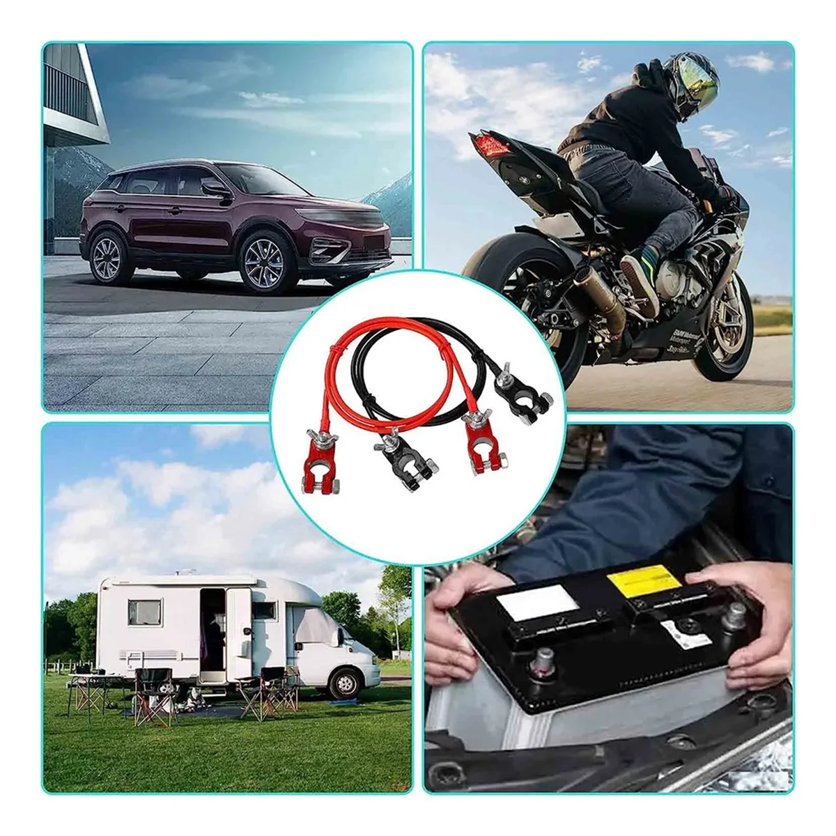 QUAI-IT Клеммный кабель аккумулятора 10AWG Автомобильный аккумуляторный провод Зажим для разъема из алюминиевого сплава для автомобильного морского солнечного автофургона