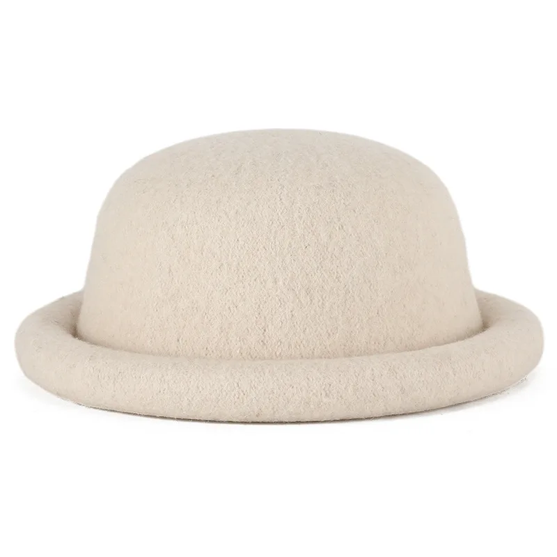 2025 الصوف متماسكة قبعة بحافة لرأس صغير اليابانية Kawaii قبعة لفة حافة الشتاء الدافئ قبعة النساء الفتيات الخريف الموضة