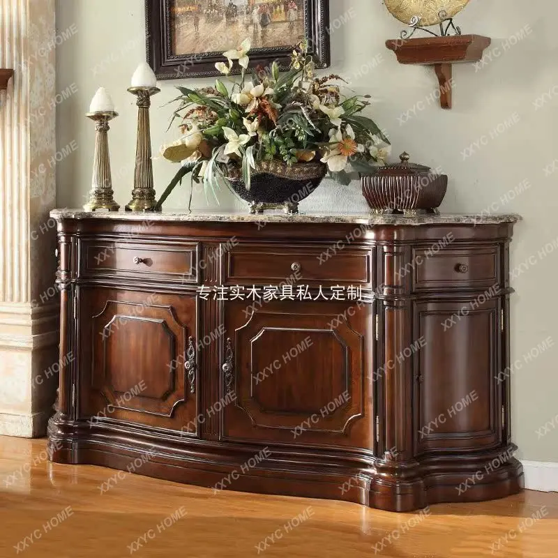 XXFactory  rural solid wood restaurant storage side cabinet living room entrance curved locker can be customized