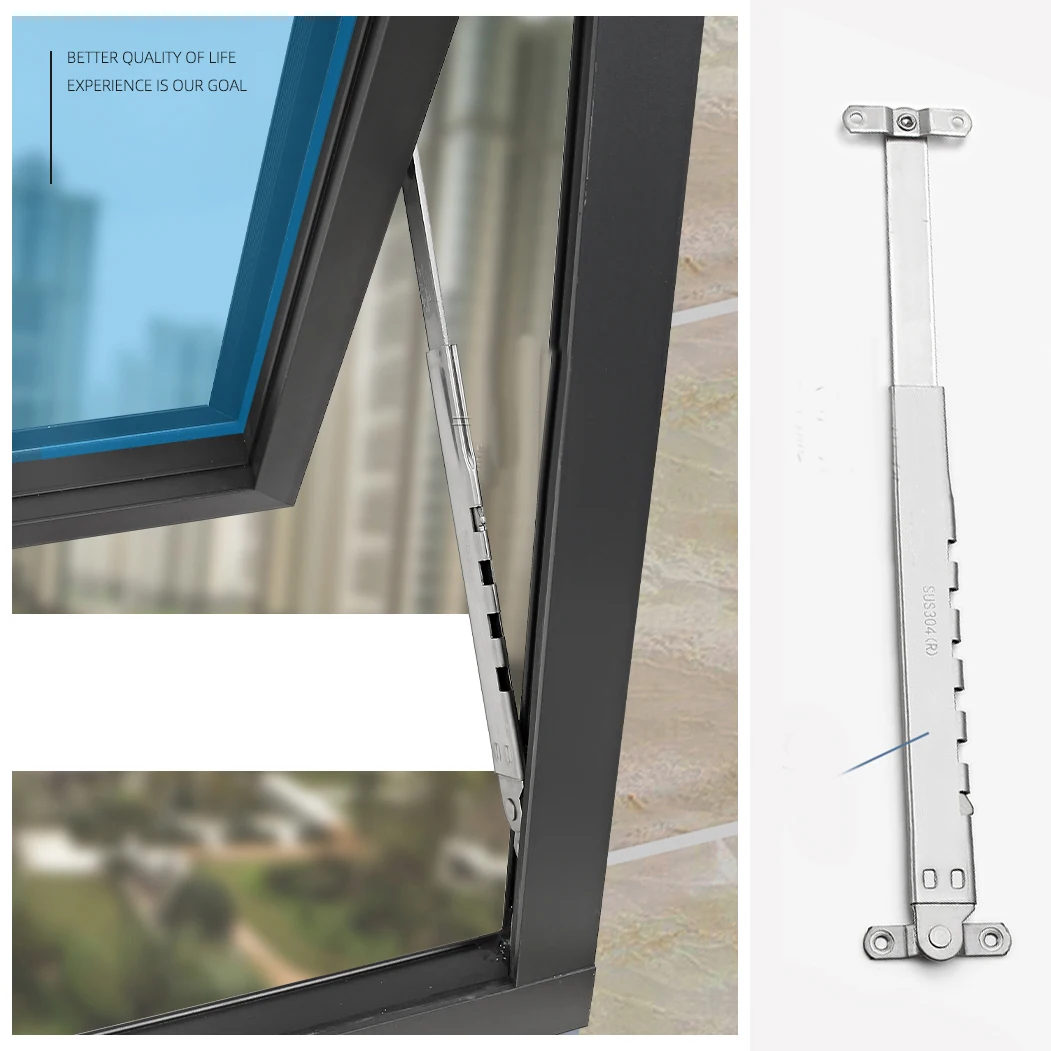 

Hotaste 1pcs 304 Stainless Steel Window Brace Telescopic Wind Brace 10-Gears Aluminium Alloy Window Top-Hung Window Support Bar