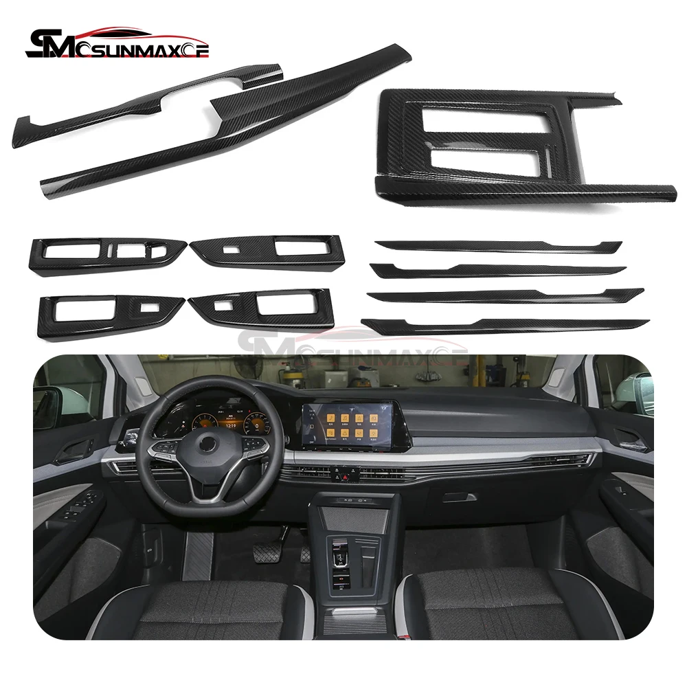 Interieurkit van carbon fiber voor Golf R GTI GTD GTE Golf 8 MK8 Golf 8.5 MK8.5 2020-2026, dashboard, centrale bediening, raamschakelaarpaneel