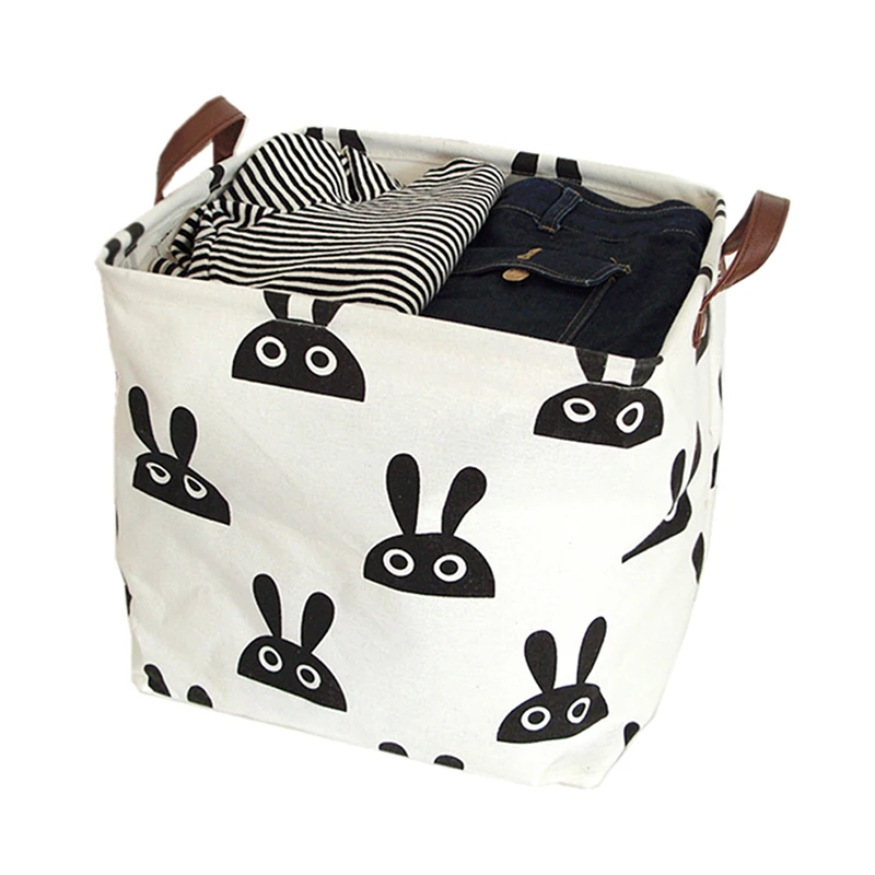 Home Fabric Art Cotton Linen Dirty Clothes And Sundry Storage Basket Square Box Folding Toy Basket Storage Box Mini Organizers