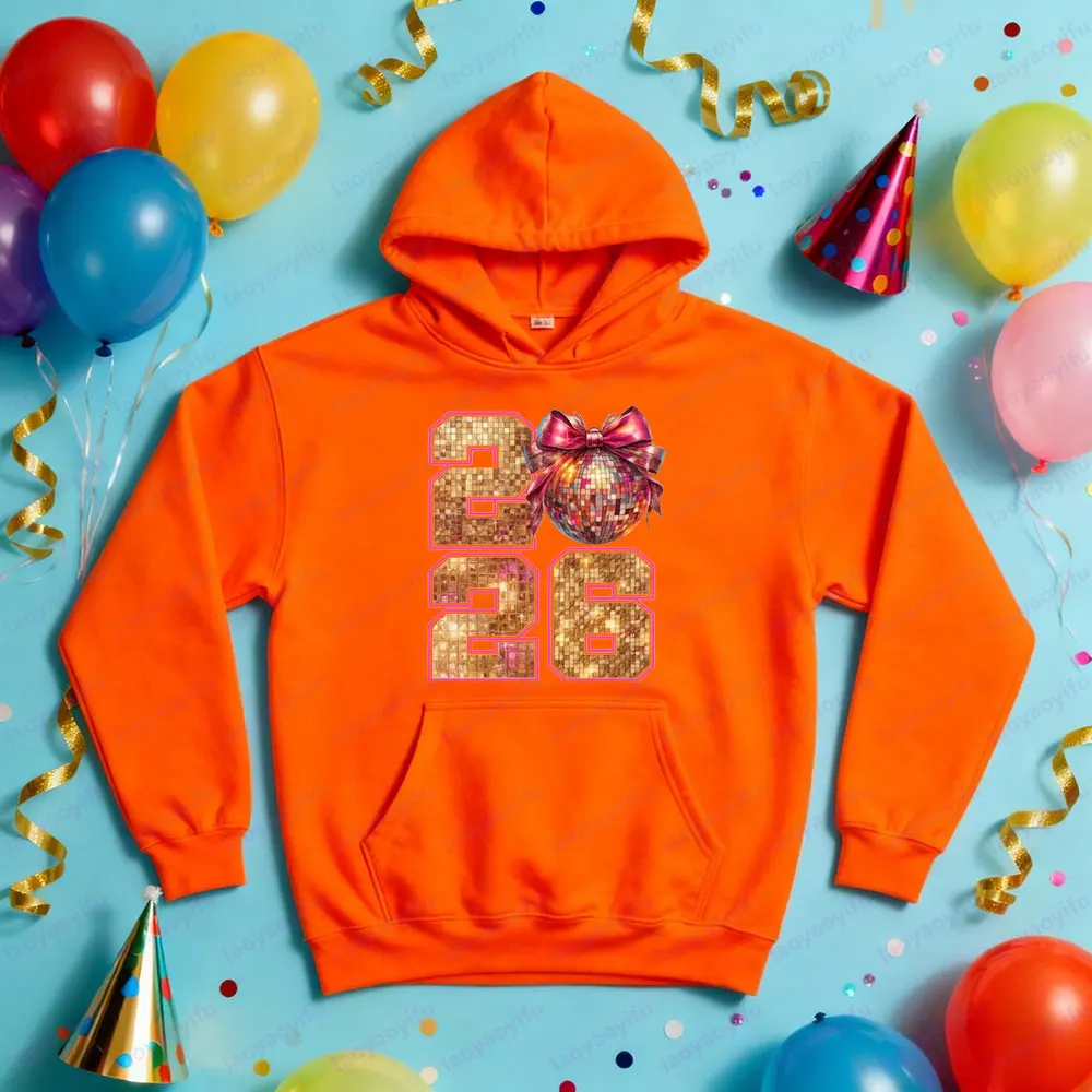 2026 السنة الجديدة ديسكو الكرة البلوز الرجعية Coquette القوس السنة الجديدة الملابس ليلة رأس السنة الجديدة حفلة رائجة البيع النساء هوديس الموضة #5