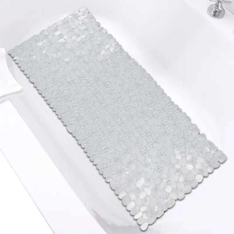 cobblestone Stone Bath Mat Slip-Resistant Pebble Design PVC Shower Mat with Suction Cup for Kitchen