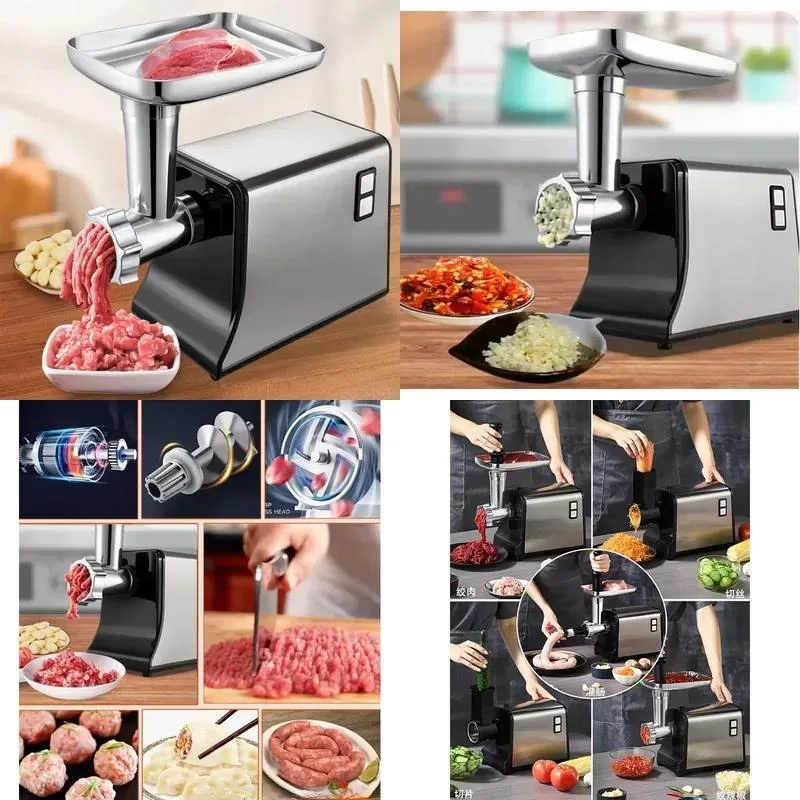 Electric Meat Grinder Stainless Steel Desktop Household Sausage Stuffer Machine